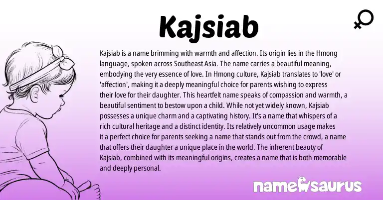Infographic about Kajsiab name meaning, Kajsiab is a name from Hmong origin(s).