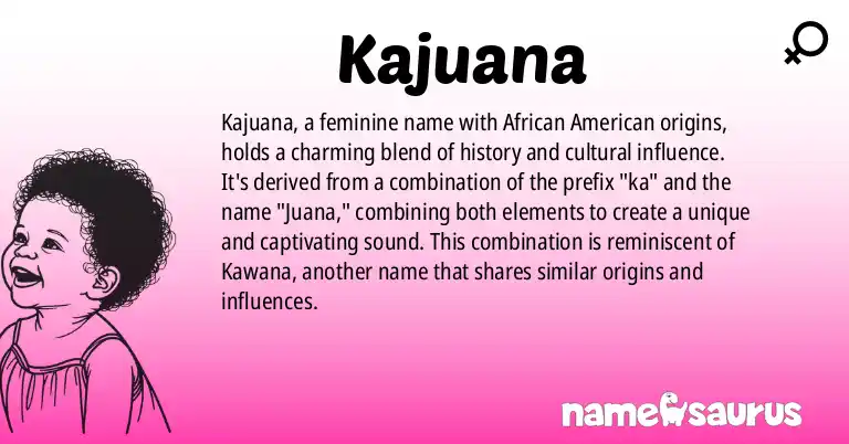 Infographic about Kajuana name meaning, Kajuana is a name from African American origin(s).