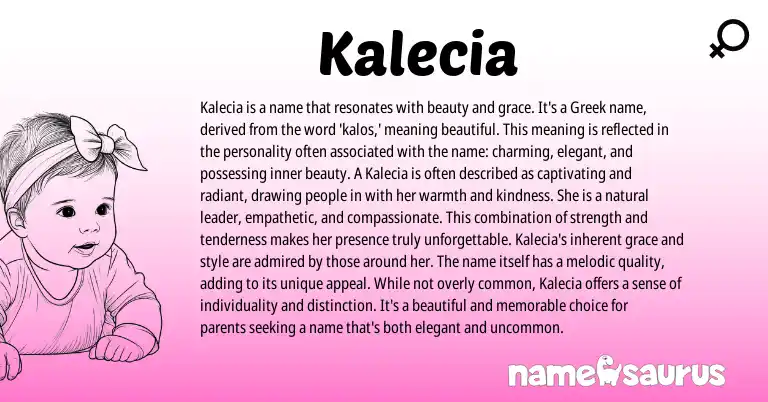 Infographic about Kalecia name meaning, Kalecia is a name from Greek origin(s).