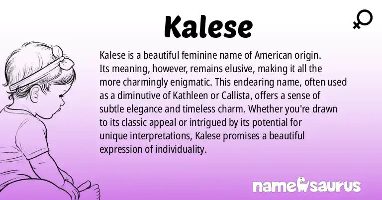 Infographic about Kalese name meaning, Kalese is a name from American origin(s).