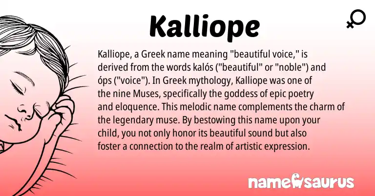 Infographic about Kalliope name meaning, Kalliope is a name from Greek origin(s).