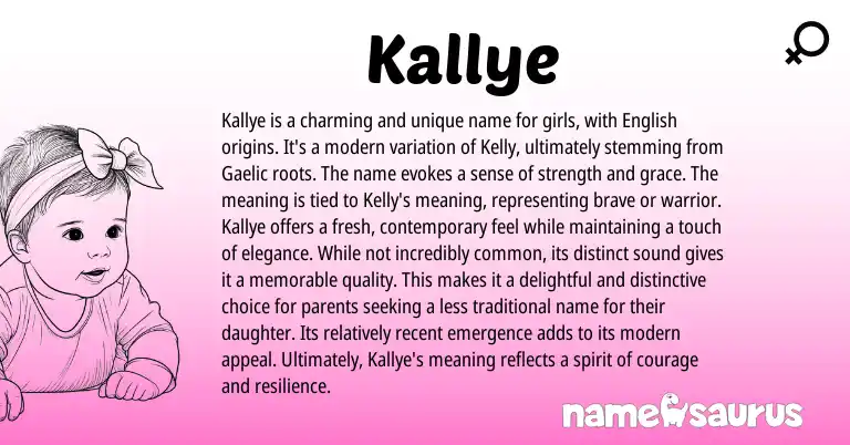 Infographic about Kallye name meaning, Kallye is a name from Gaelic, English origin(s).