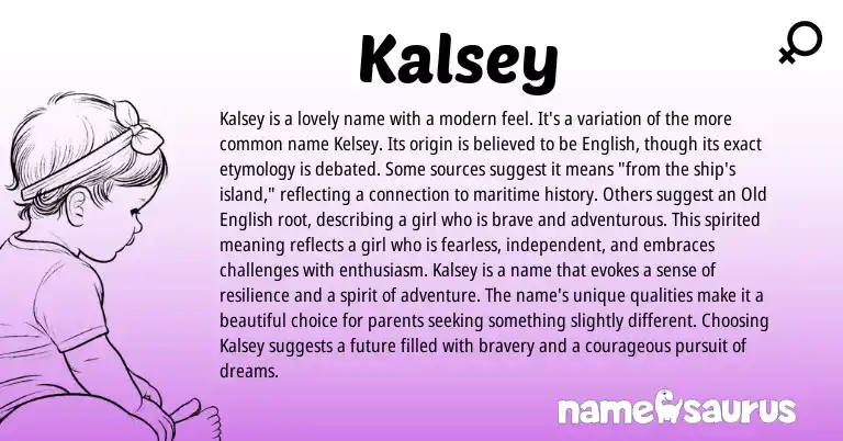 Infographic about Kalsey name meaning, Kalsey is a name from English origin(s).