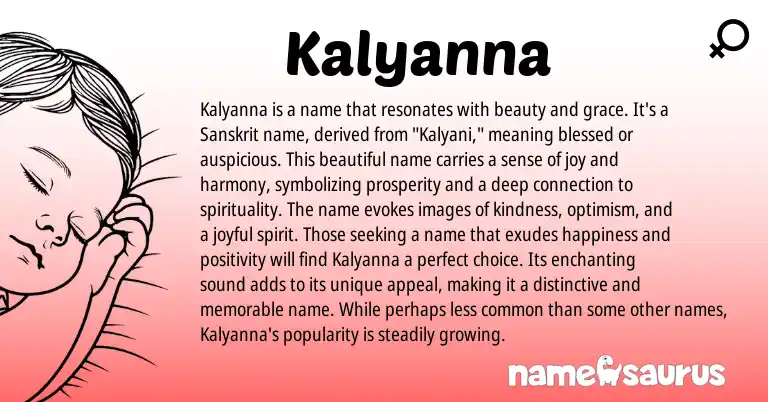 Infographic about Kalyanna name meaning, Kalyanna is a name from Sanskrit origin(s).