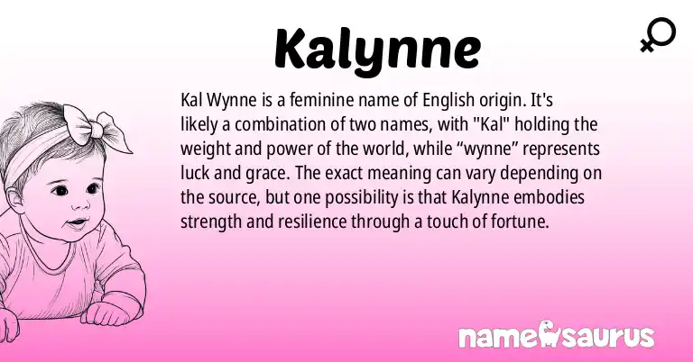 Infographic about Kalynne name meaning, Kalynne is a name from English origin(s).