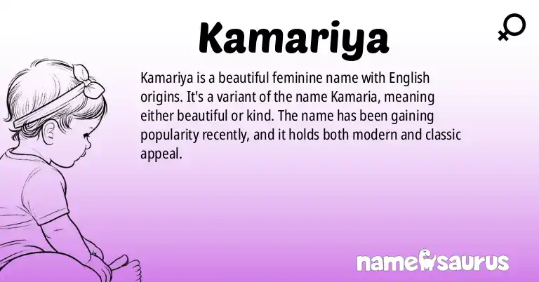 Infographic about Kamariya name meaning, Kamariya is a name from English origin(s).