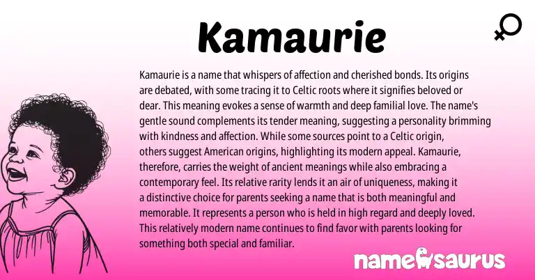 Infographic about Kamaurie name meaning, Kamaurie is a name from Celtic origin(s).