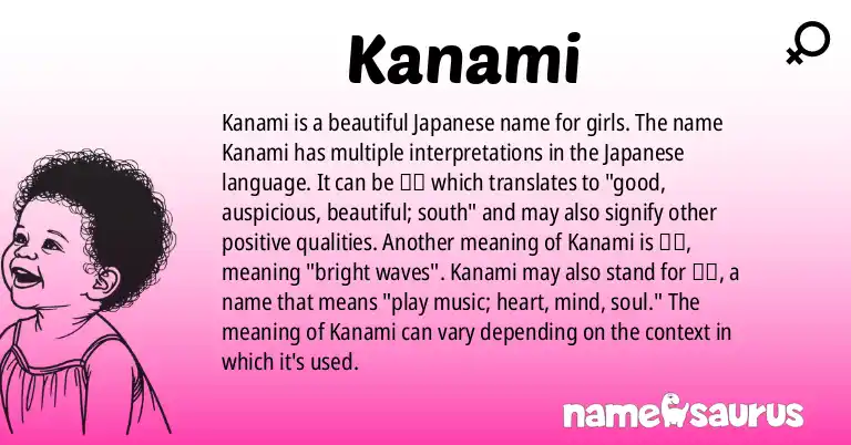 Infographic about Kanami name meaning, Kanami is a name from Japanese origin(s).