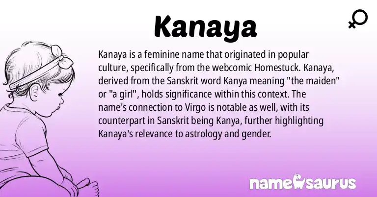 Infographic about Kanaya name meaning, Kanaya is a name from Popular Culture origin(s).