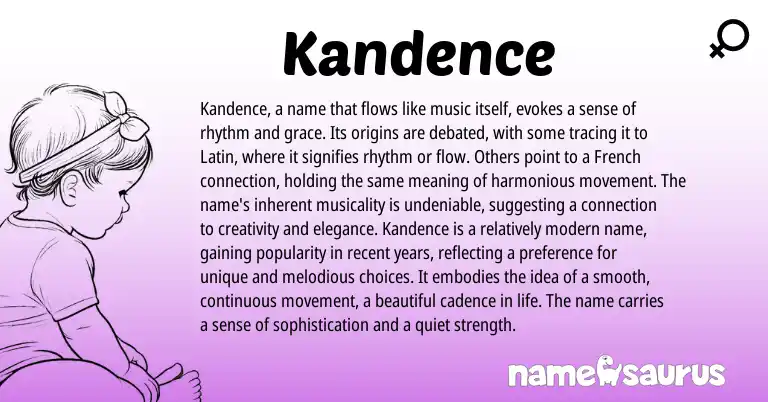 Infographic about Kandence name meaning, Kandence is a name from Latin, English origin(s).