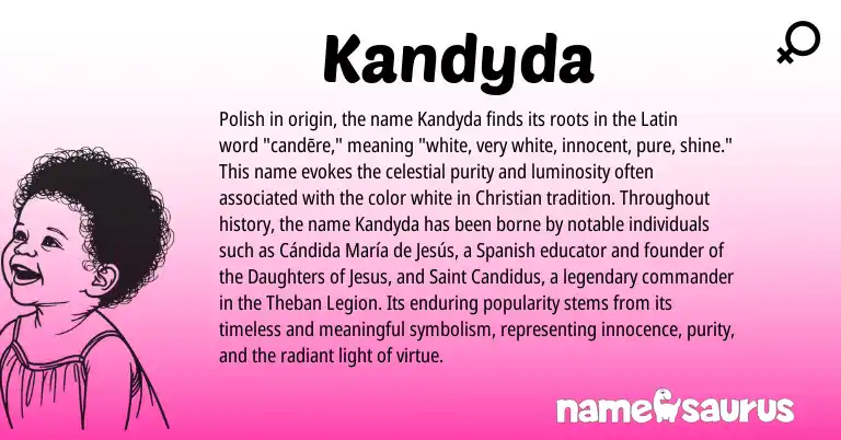 Infographic about Kandyda name meaning, Kandyda is a name from Polish, Latin, Spanish origin(s).
