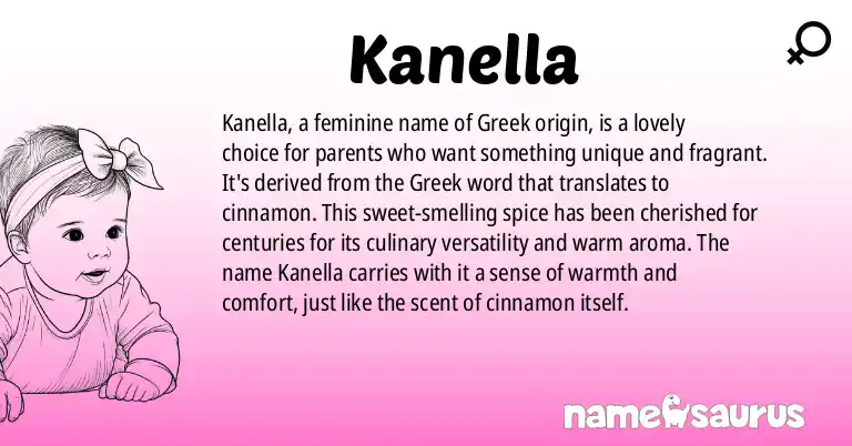 Infographic about Kanella name meaning, Kanella is a name from Greek origin(s).