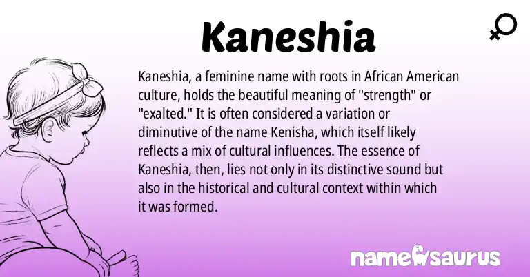 Infographic about Kaneshia name meaning, Kaneshia is a name from African American origin(s).