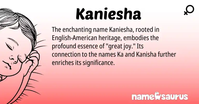 Infographic about Kaniesha name meaning, Kaniesha is a name from English, American origin(s).