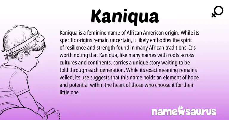 Infographic about Kaniqua name meaning, Kaniqua is a name from African American origin(s).