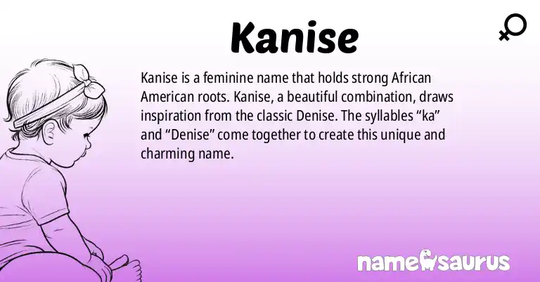 Infographic about Kanise name meaning, Kanise is a name from African American origin(s).