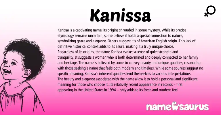 Infographic about Kanissa name meaning, Kanissa is a name from Other origin(s).