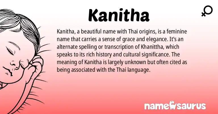 Infographic about Kanitha name meaning, Kanitha is a name from Thai origin(s).
