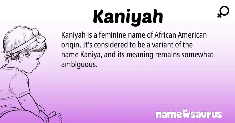 Infographic about Kaniyah name meaning, Kaniyah is a name from African American origin(s).