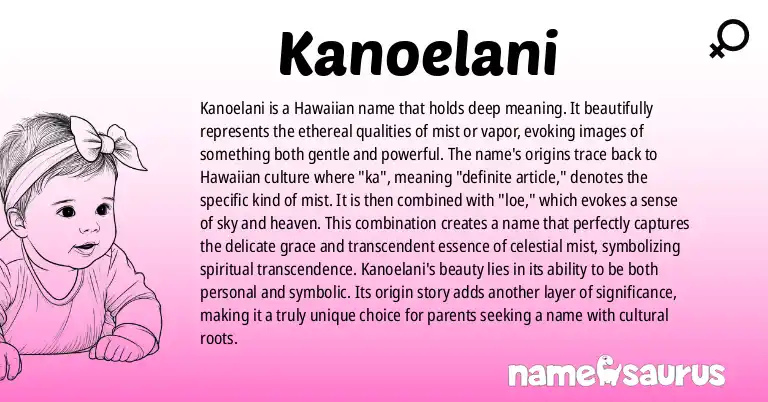 Infographic about Kanoelani name meaning, Kanoelani is a name from Hawaiian origin(s).