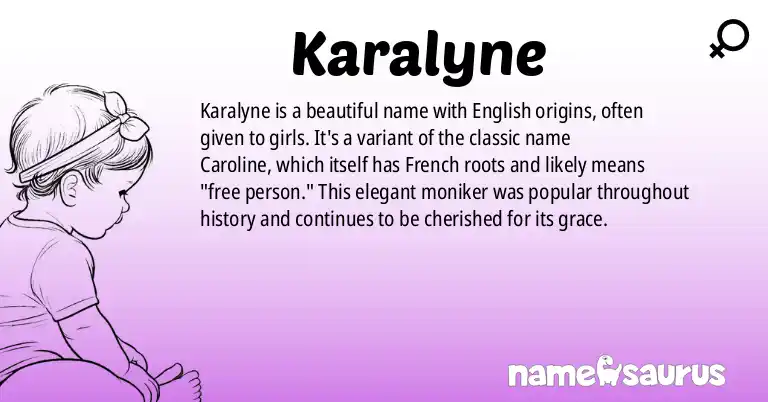 Infographic about Karalyne name meaning, Karalyne is a name from English origin(s).