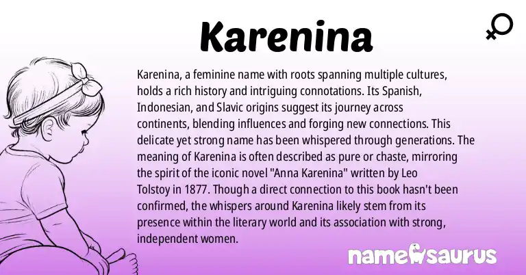 Infographic about Karenina name meaning, Karenina is a name from Spanish, Indonesian, Slavic origin(s).