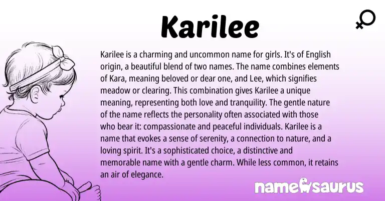Infographic about Karilee name meaning, Karilee is a name from English origin(s).