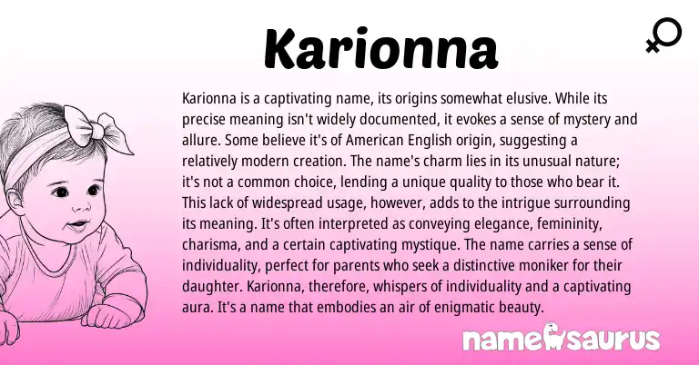 Infographic about Karionna name meaning, Karionna is a name from Other origin(s).