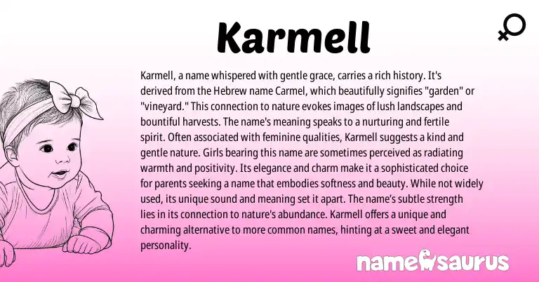 Infographic about Karmell name meaning, Karmell is a name from Other origin(s).