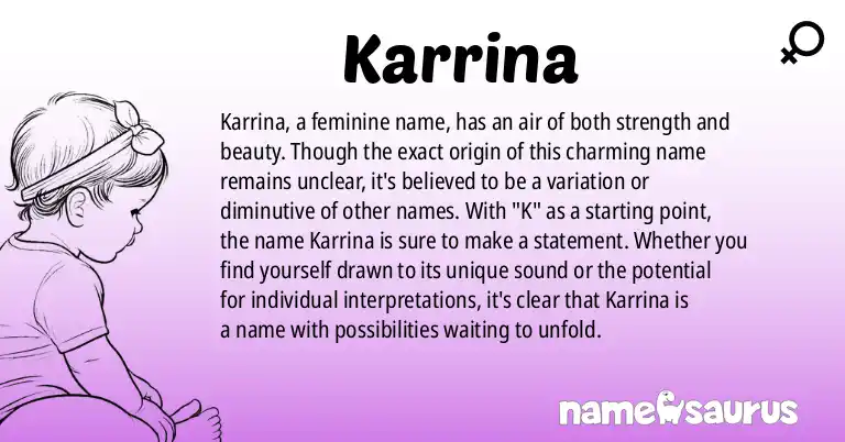 Infographic about Karrina name meaning, Karrina is a name from N/A origin(s).