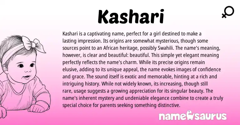 Infographic about Kashari name meaning, Kashari is a name from African, Swahili origin(s).
