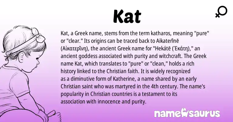 Infographic about Kat name meaning, Kat is a name from Greek origin(s).