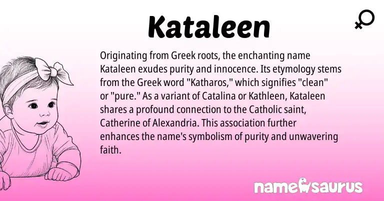 Infographic about Kataleen name meaning, Kataleen is a name from Greek origin(s).