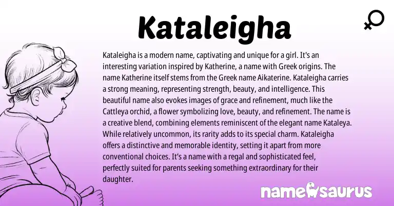 Infographic about Kataleigha name meaning, Kataleigha is a name from Greek, American origin(s).