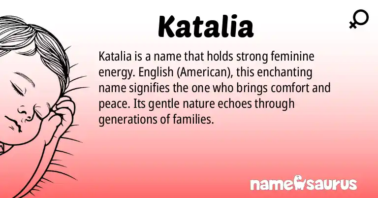 Infographic about Katalia name meaning, Katalia is a name from English (American) origin(s).
