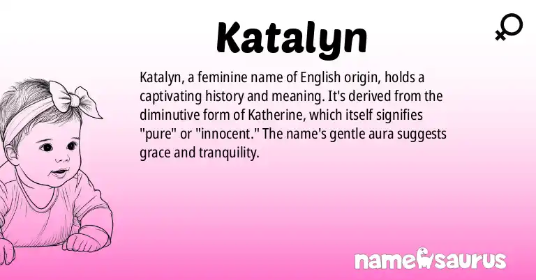 Infographic about Katalyn name meaning, Katalyn is a name from English origin(s).