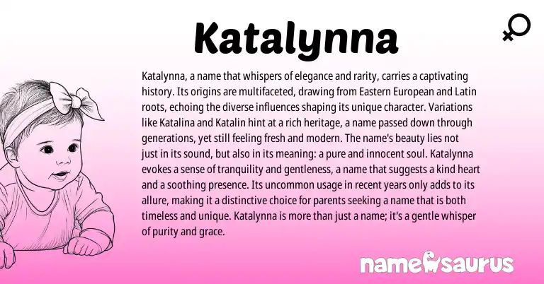 Infographic about Katalynna name meaning, Katalynna is a name from Greek origin(s).