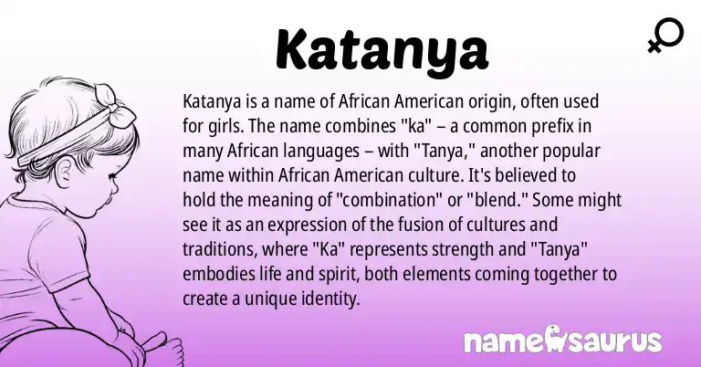 Infographic about Katanya name meaning, Katanya is a name from African American origin(s).