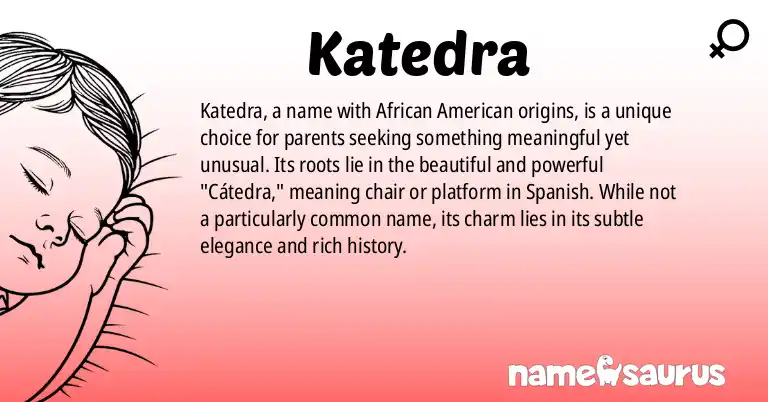 Infographic about Katedra name meaning, Katedra is a name from African American origin(s).