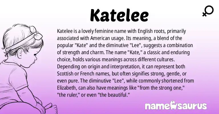 Infographic about Katelee name meaning, Katelee is a name from English (American) origin(s).