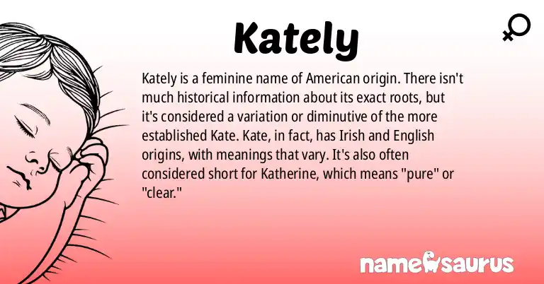 Infographic about Kately name meaning, Kately is a name from American origin(s).