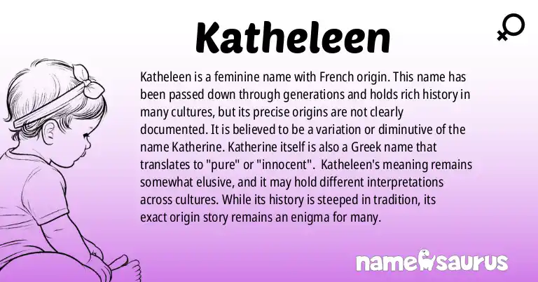 Infographic about Katheleen name meaning, Katheleen is a name from N/A origin(s).