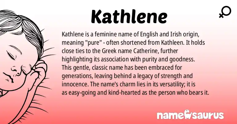 Infographic about Kathlene name meaning, Kathlene is a name from English, Irish origin(s).
