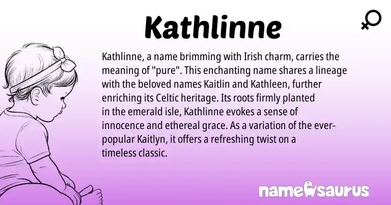 Infographic about Kathlinne name meaning, Kathlinne is a name from Irish, Celtic origin(s).