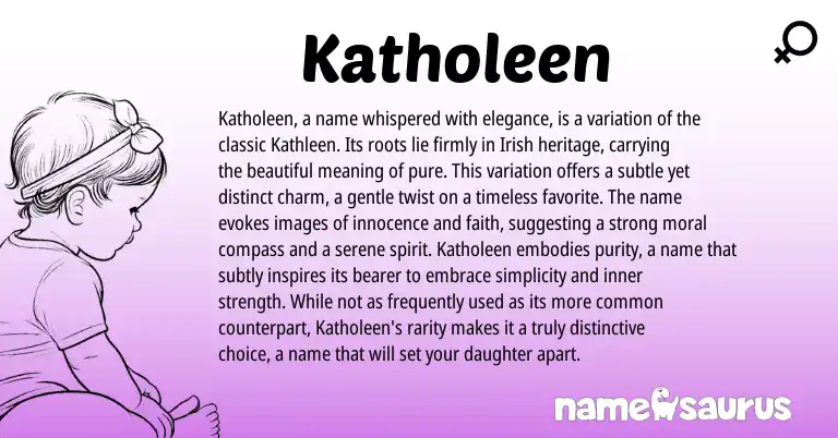 Infographic about Katholeen name meaning, Katholeen is a name from Irish origin(s).