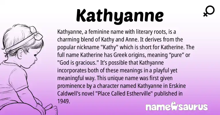 Infographic about Kathyanne name meaning, Kathyanne is a name from Literature origin(s).