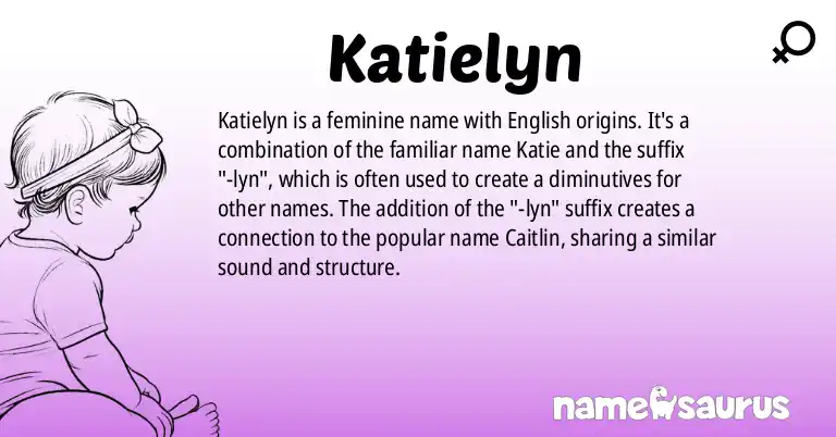 Infographic about Katielyn name meaning, Katielyn is a name from English origin(s).