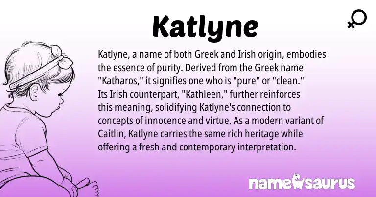 Infographic about Katlyne name meaning, Katlyne is a name from Irish, Greek origin(s).