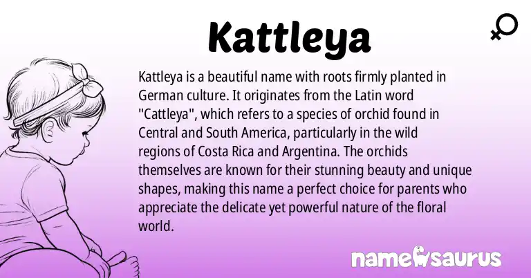 Infographic about Kattleya name meaning, Kattleya is a name from German origin(s).