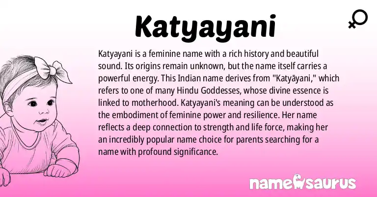 Infographic about Katyayani name meaning, Katyayani is a name from N/A origin(s).